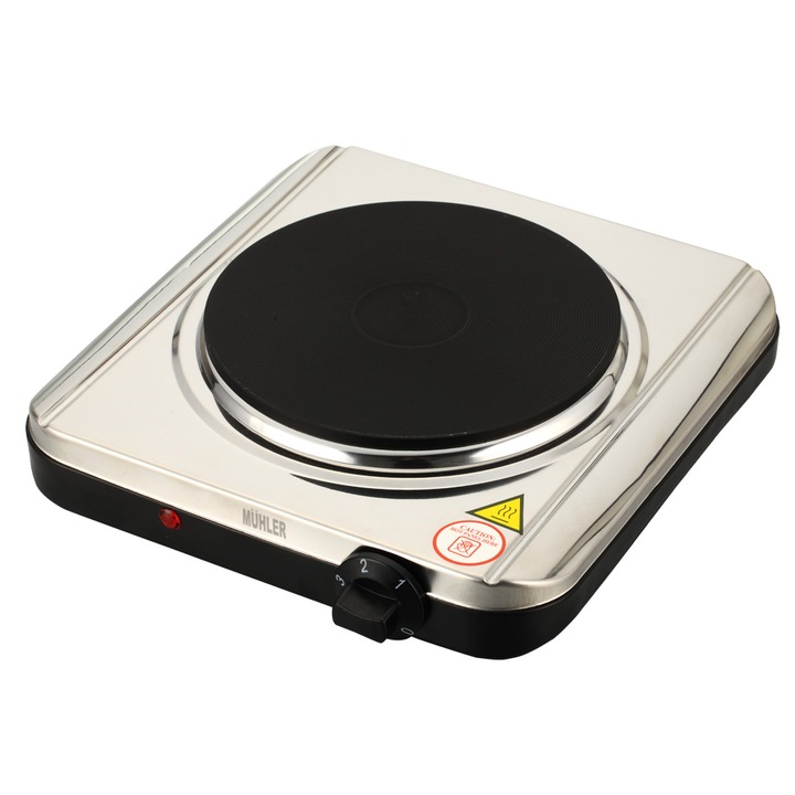 Котлон електрически Muhler MHP-153-CS, 1500W, Корпус от неръждаема стомана, Размер на плочaтa 185 мм, 5 степени на работа, Светлинен индикатор