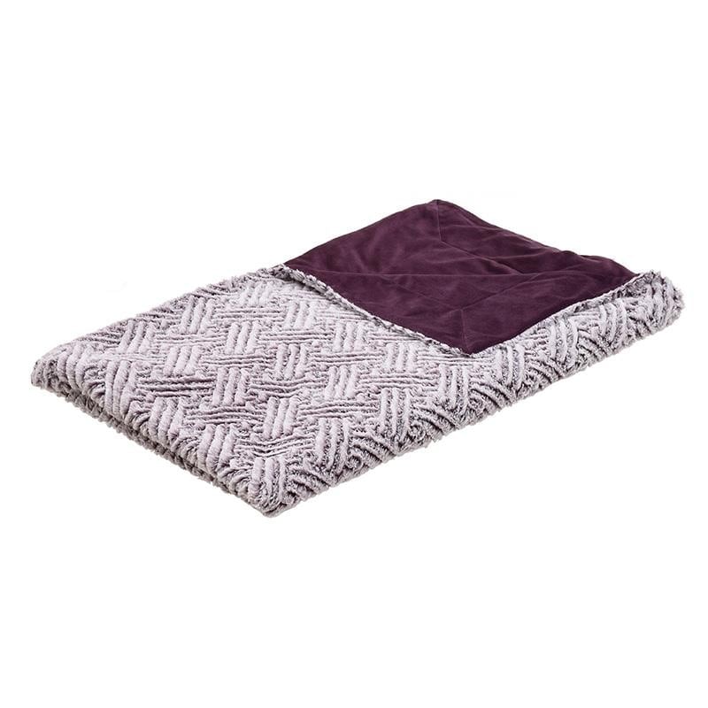 Patura microfibra, 150 x 180 cm, alb/bordo