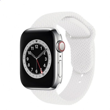 Curea Apple Watch, Design Texturat, Apple Watch 1/2/3/4/5/6, 44mm, Alb Curea Apple Watch, Design Texturat, Apple Watch 1/2/3/4/5/6, 44mm, Alb