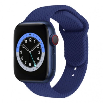 Curea Apple Watch, Design Texturat, Apple Watch 1/2/3/4/5/6, 40mm, Bleumarin Curea Apple Watch, Design Texturat, Apple Watch 1/2/3/4/5/6, 40mm, Bleumarin