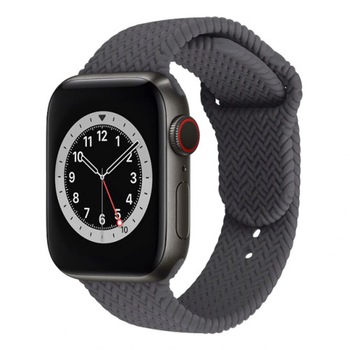 Curea Apple Watch, Design Texturat, Apple Watch 1/2/3/4/5/6, 40mm, Gri Curea Apple Watch, Design Texturat, Apple Watch 1/2/3/4/5/6, 40mm, Gri