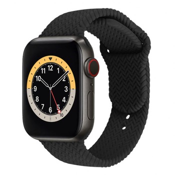 Curea Apple Watch, Design Texturat, Apple Watch 1/2/3/4/5/6, 40mm, Negru Curea Apple Watch, Design Texturat, Apple Watch 1/2/3/4/5/6, 40mm, Negru