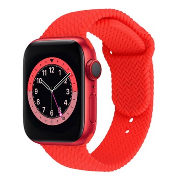 Curea Apple Watch, Design Texturat, Apple Watch 1/2/3/4/5/6, 40mm, Rosu Curea Apple Watch, Design Texturat, Apple Watch 1/2/3/4/5/6, 40mm, Rosu