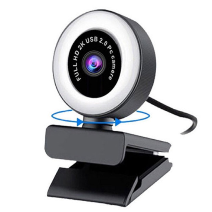 Уеб камера iUni PC10, Full HD, 1080p, завъртане на 360°, микрофон, USB 2.0, Plug & Play