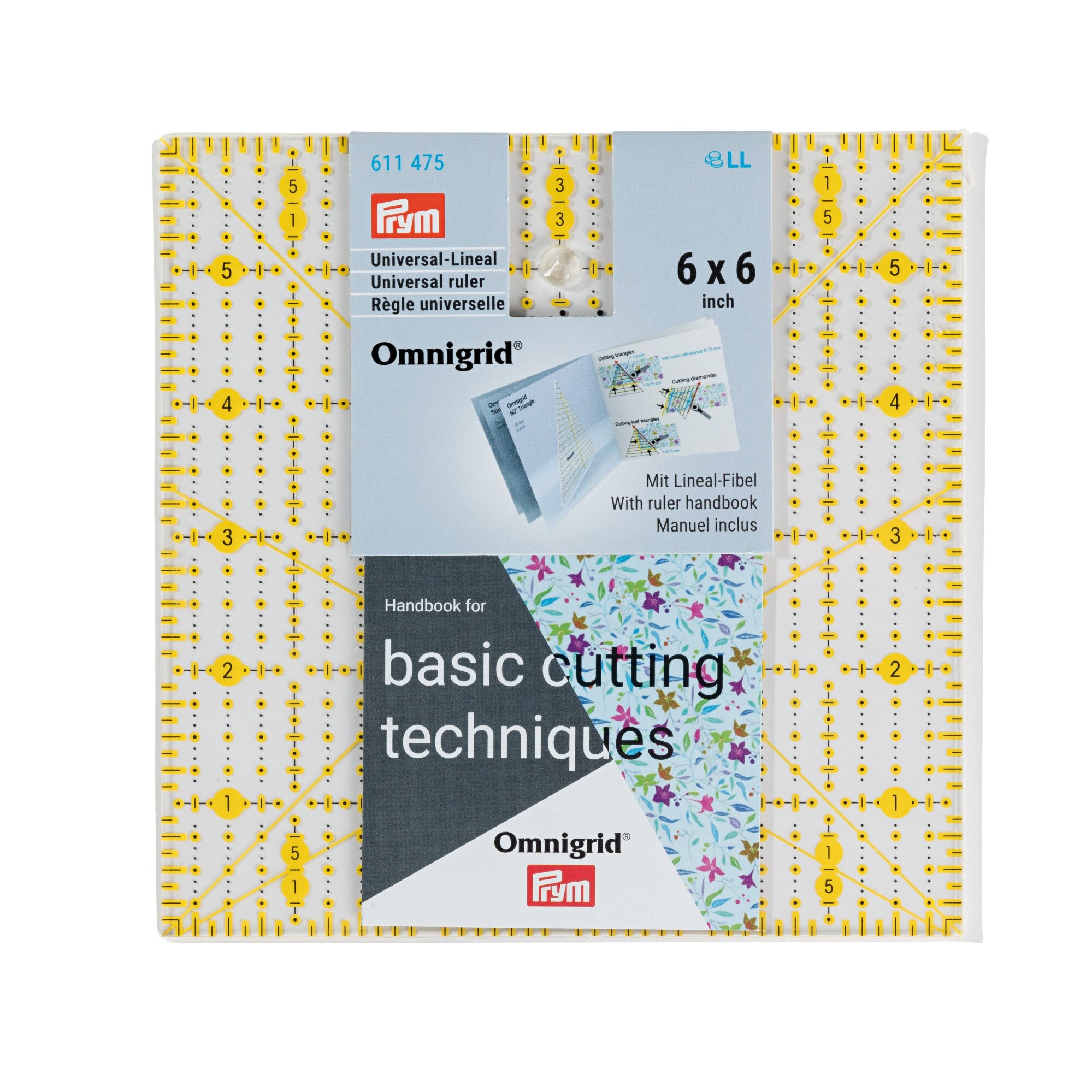 Rigla patrata pentru croitorie, patchwork, design grafic, 6 x 6 inch, PRYM