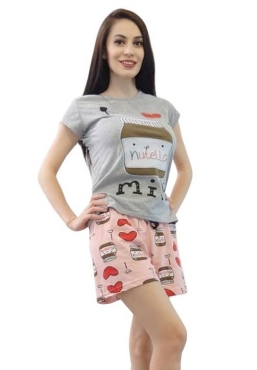 Сива/розова памучна пижама - I Love Nutella & Milk, Сив/Розово