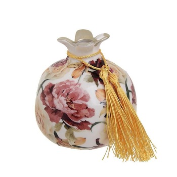 Decoratiune rodie, din ceramica, model floral, 9 x 9 x 9.5 cm Decoratiune rodie, din ceramica, model floral, 9 x 9 x 9.5 cm