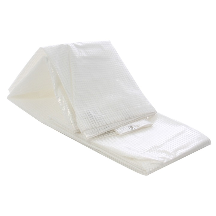 Брезент Versailles, Водоустойчив, Алуминиеви скоби на всеки 100 cm, Полиетилен, Бял, 200 g/m2, 3 x 5 m