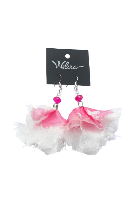 Cercei, Welika, din Matase, Alb/Roz