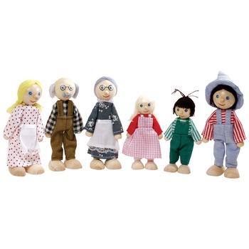 Set 6 papusi din lemn Familia de papusi, Viga Toys, 3 ani + Set 6 papusi din lemn Familia de papusi, Viga Toys, 3 ani +