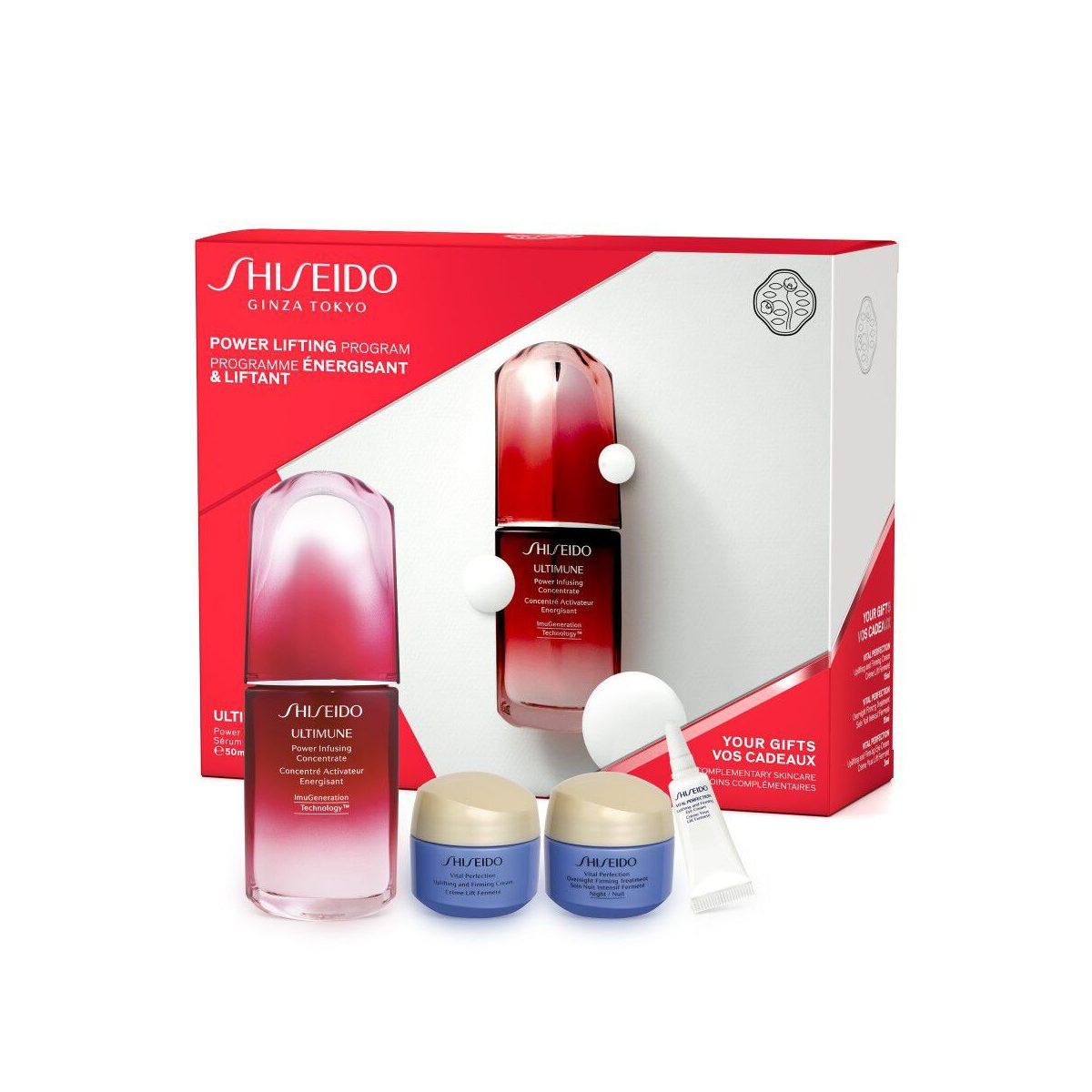 Set Shiseido Power Lifting Program, Ultimate Power Infusing Concentrate 50ml, Crema de netezire a ridurilor 15 ml, Tratament intensiv de noapte 15ml, Crema De Ochi Lift 3ml