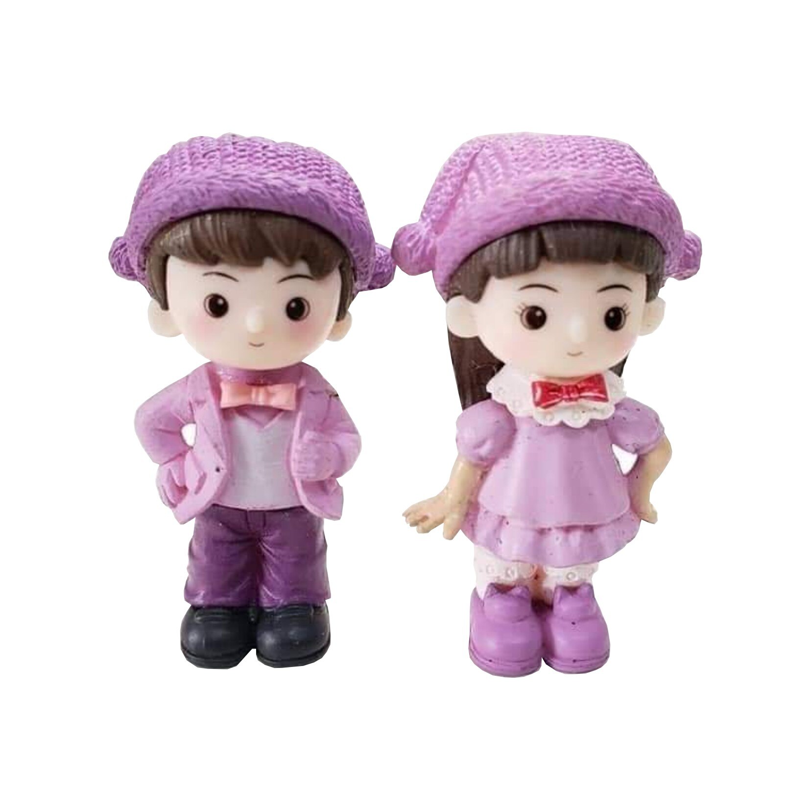 Set 2 figurine rasina, cuplu, culoare mov, D art Flowers, 5x5.5x2.5 cm, pentru terarii si aranjamente mici