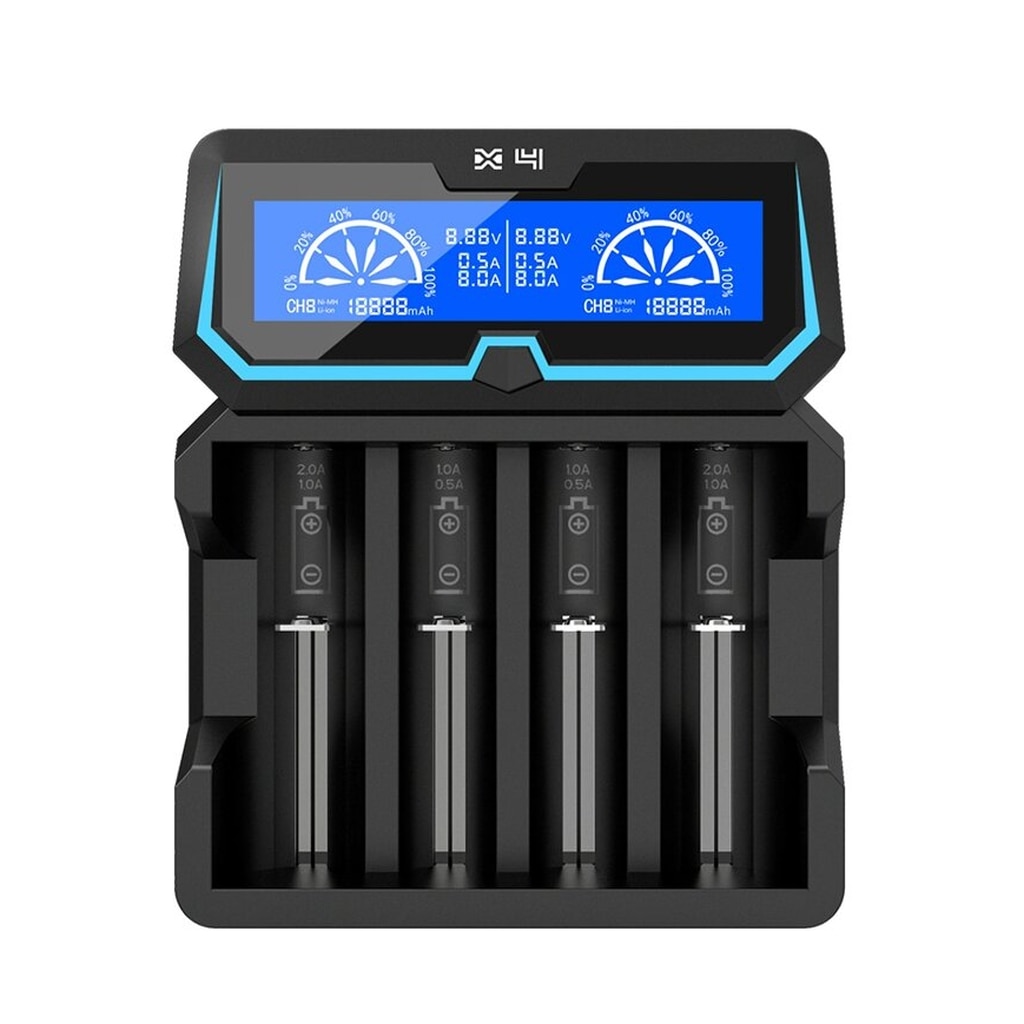 Incarcator Xtar X4 Extended la priza si USB cu doua sloturi, functia de power bank, inclusiv pentru 21700