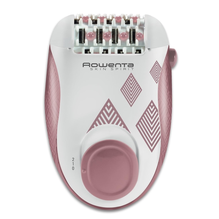 Епилатор ROWENTA Skin Spirit EP2910F1, 2 скорости, 24 пинсети, Система за насочване, Система за масаж с топка, Розов