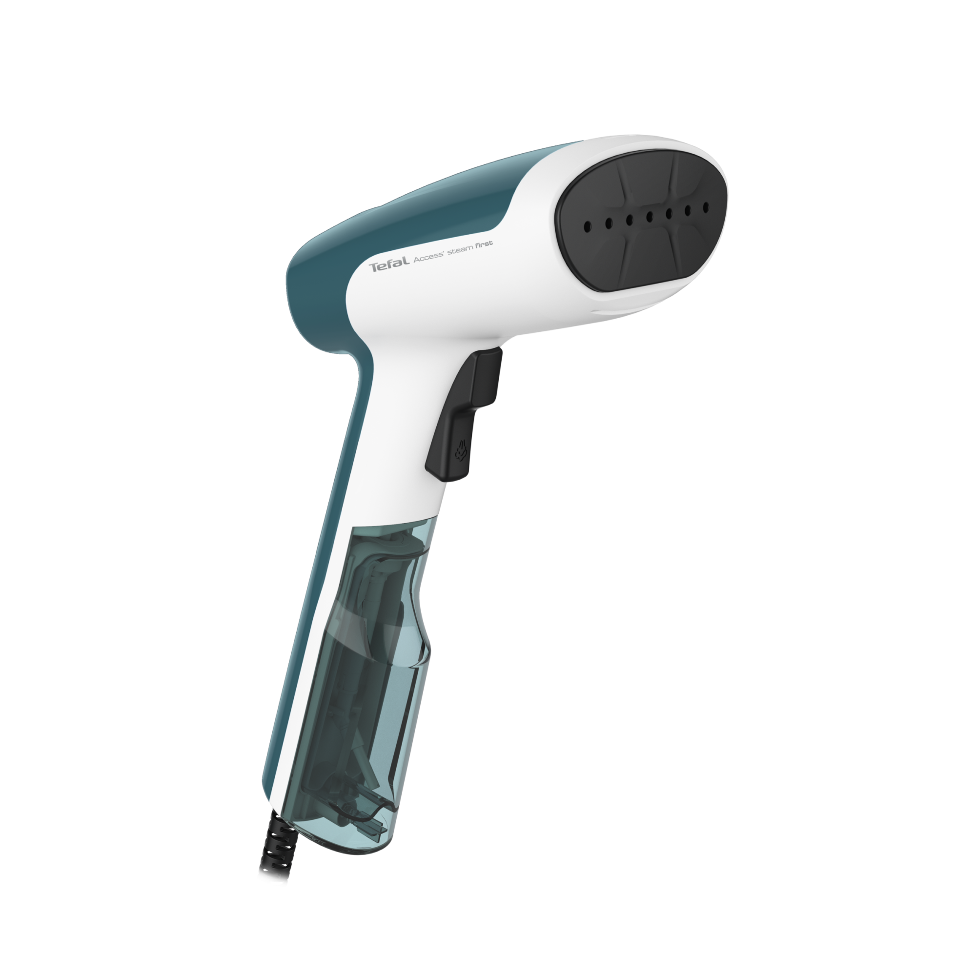 Aparat de calcat vertical cu abur Tefal Access Steam First DT6131E0, 1300W, abur variabil 0-20 g/min, rezervor apa 70 ml, incalzire rapida in 15s, functie auto OFF, perie tesaturi, alb/albastru