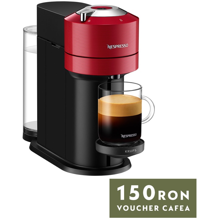 Espressor Nespresso Krups Vertuo Next XN910510, 1500W, Centrifusion™, Conectare la telefon, 1.1L, Rosu + set capsule degustare