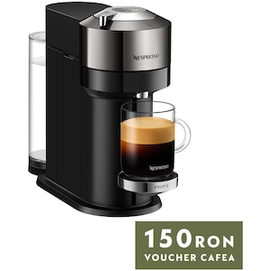 Espressor Nespresso Krups Vertuo Next Deluxe XN910C10, 1500W, Centrifusion™, Conectare la telefon, 1.1L, dark chrome + set capsule degustare