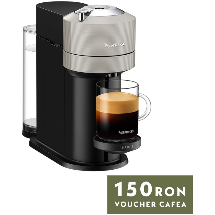 Espressor Nespresso Krups Vertuo Next XN910B10, 1500W, Centrifusion™, Conectare la telefon, 1.1L, Gri + set capsule degustare