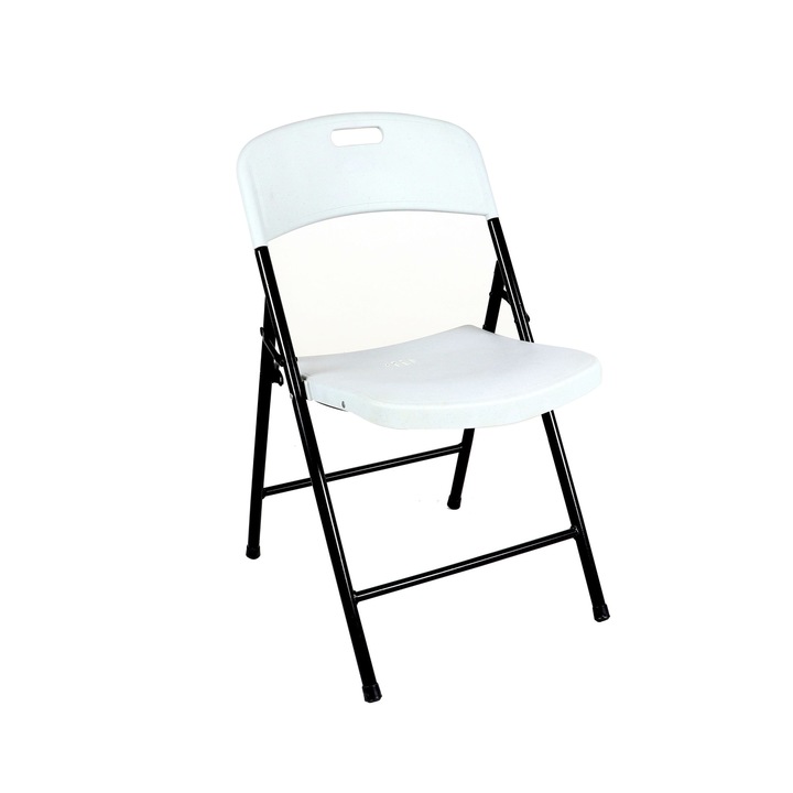 Градински стол B&Q Niva RC01, стомана и HDPE, сгъваем, 44 x 39 x 83 см, бял