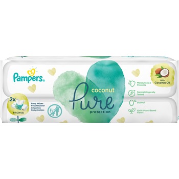 Servetele umede Pampers Coconut Pure, 2 pachete x 42, 84 buc Servetele umede Pampers Coconut Pure, 2 pachete x 42, 84 buc