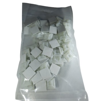 Set 100 buc suport cleme albe adezive 19x19 din plastic pentru prindere colier plastic Set 100 buc suport cleme albe adezive 19x19 din plastic pentru prindere colier plastic