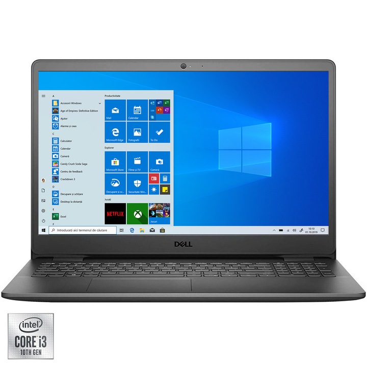 Dell Vostro 3501 laptop Intel® Core™ i3-1005G1 processzorral 3,40 GHz-ig, 15,6" RAM 4 GB, HDD 1 TB, Intel UHD Graphics, Windows 10 Pro, fekete