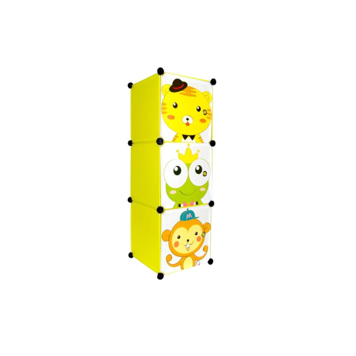 Raft cu 3 sertare pentru copii, 111 x 37 x 37 cm, model animalute