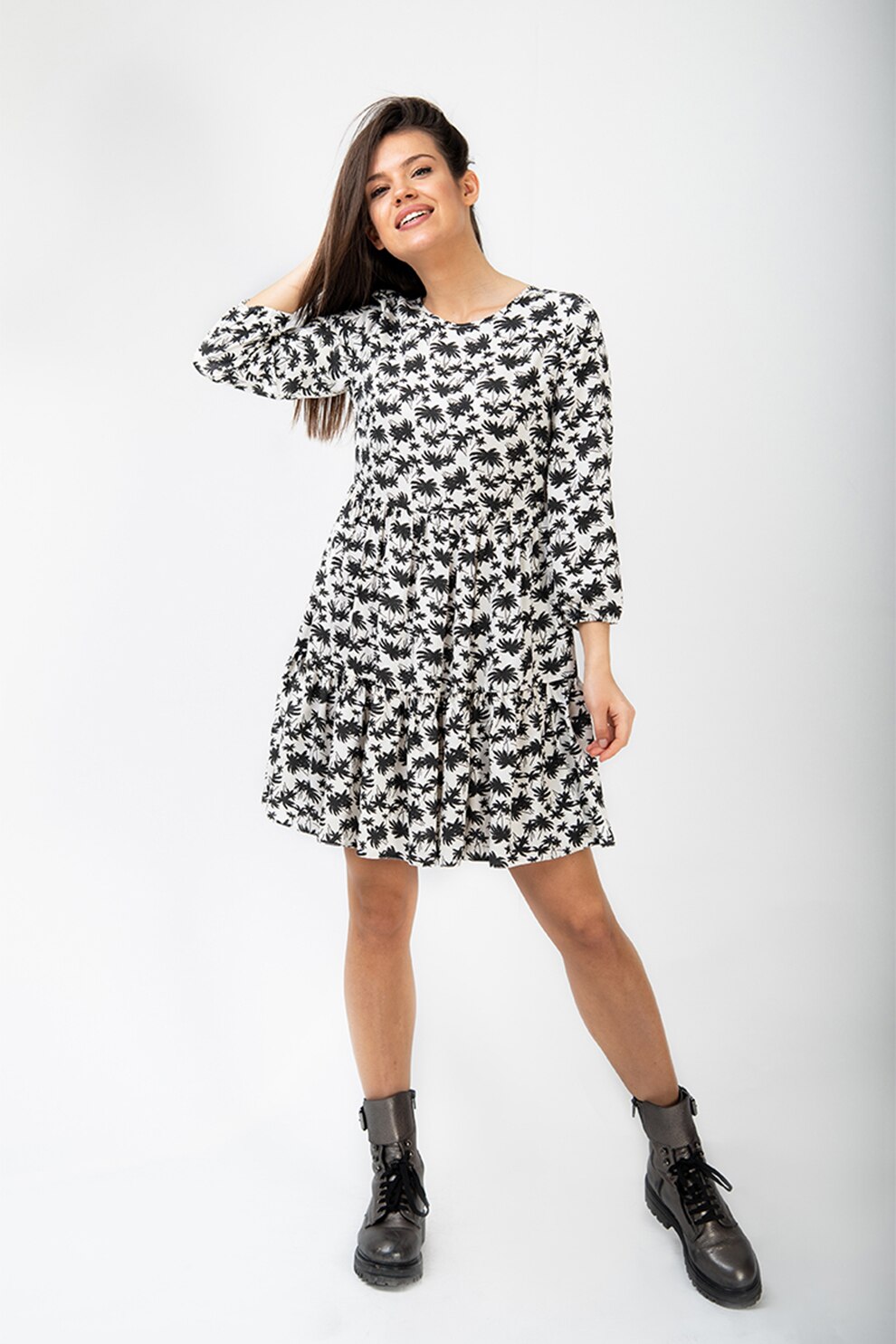 Couture de Marie, Rochie mini lejera, Alb/Negru
