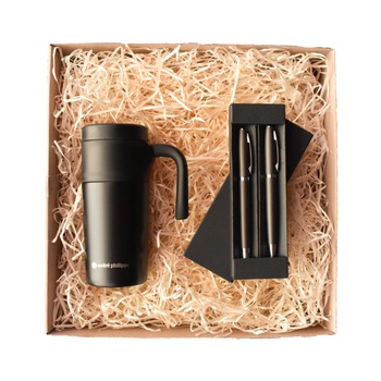 Set de cadou, Black-Office, cu 2 produse premium pentru birou, impachetat in cutie kraft de cadou Set de cadou, Black-Office, cu 2 produse premium pentru birou, impachetat in cutie kraft de cadou