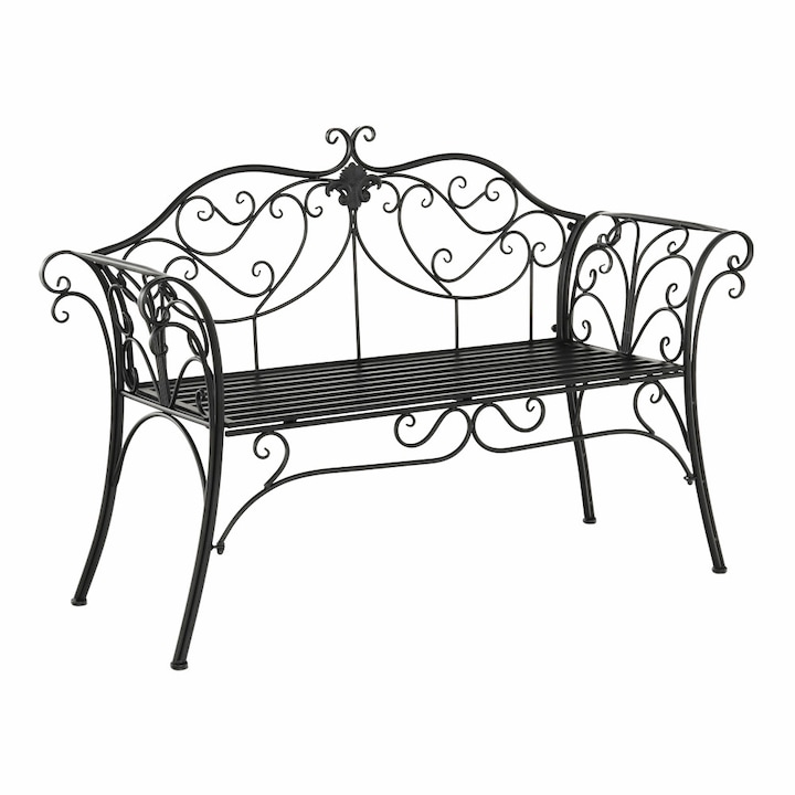 Banca de gradina, mobHAUS, neagra, 131x49x89 cm