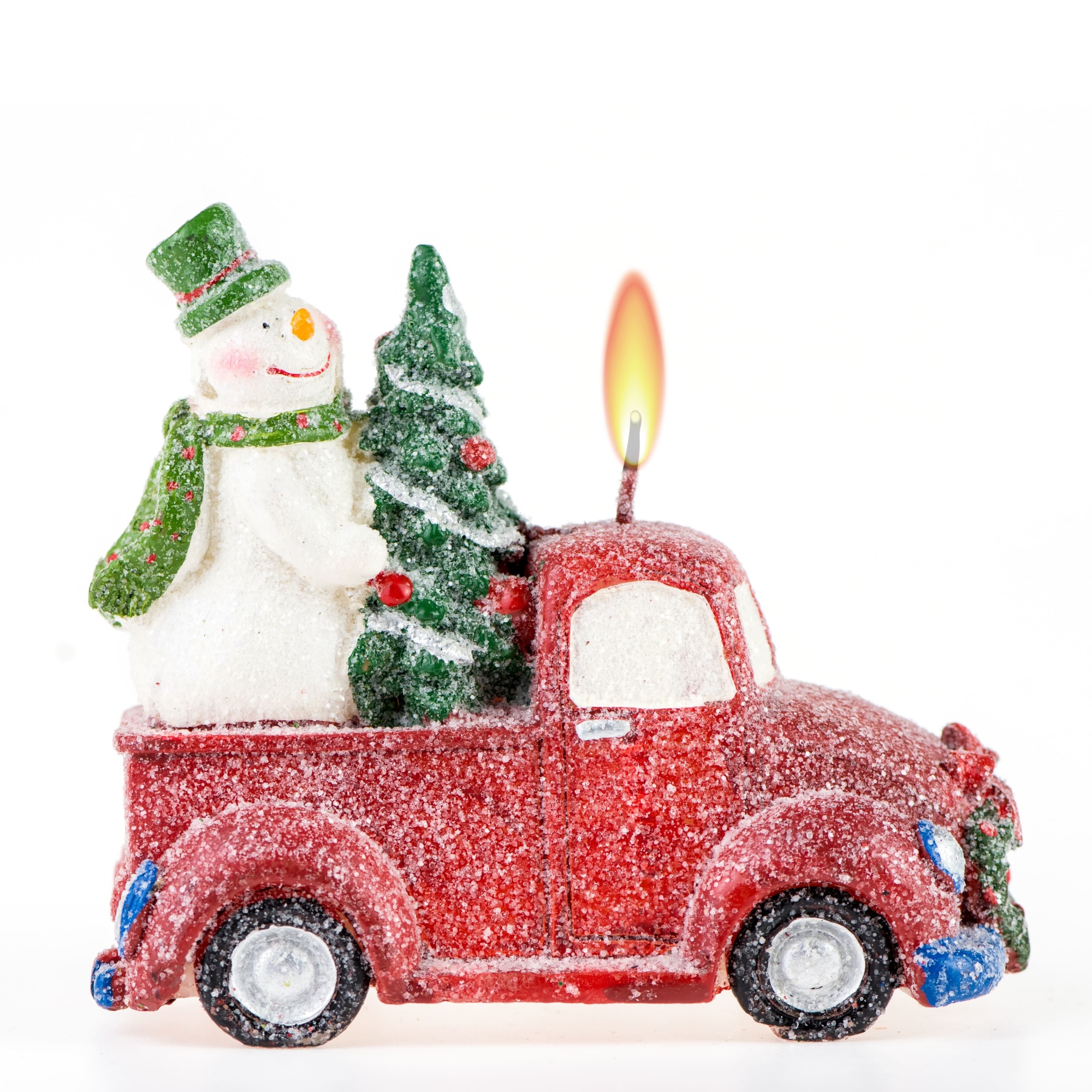 Lumanare de Craciun, Om de zapada cu masina, MH93, Parafina, 12x13cm