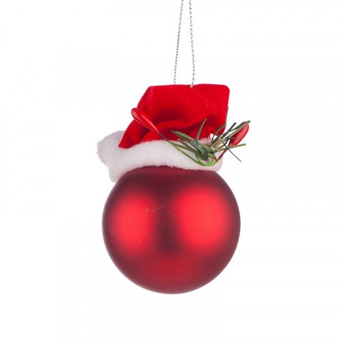 Ornament brad, glob cu caciula, L999, Sticla, 5cm