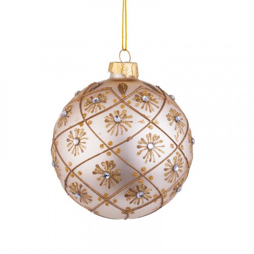 Ornament brad, glob cu cristale, L091, Sticla, 8cm