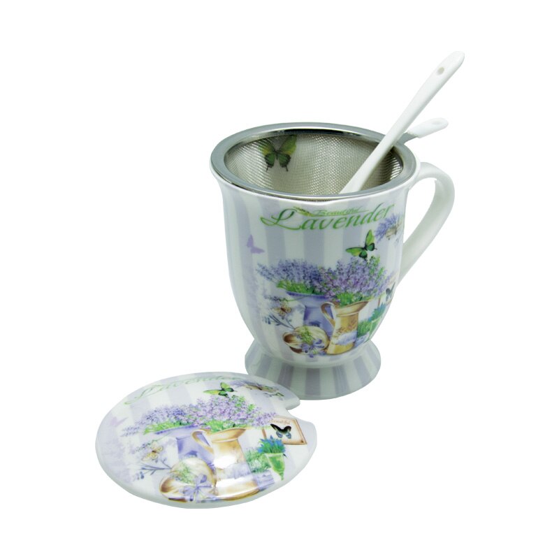 Cana cu Sita Metal Beautiful Lavender, Charisma, Portelan, 300 ml