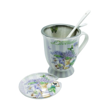 Cana cu Sita Metal Beautiful Lavender, Charisma, Portelan, 300 ml Cana cu Sita Metal Beautiful Lavender, Charisma, Portelan, 300 ml