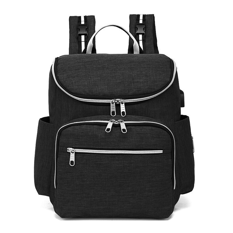 Rucsac multifunctional - Geanta de mana pentru mamici, organizator articole pentru bebelusi, atasabil pe manerul caruciorului, ZG011 Negru