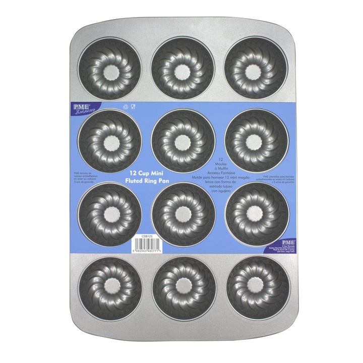 Tava de copt prajituri inel canelat 12 cavitati 37x26 cm, PME