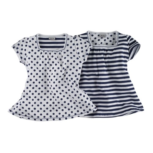 Set 2 bluze, fetite, Cherokee, Buline si dungi, Alb/Bleumarin