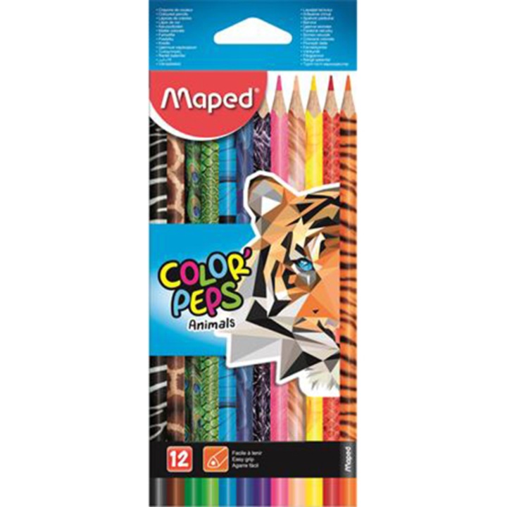 Set creioane colorate, MAPED, 12 bucati, Multicolor