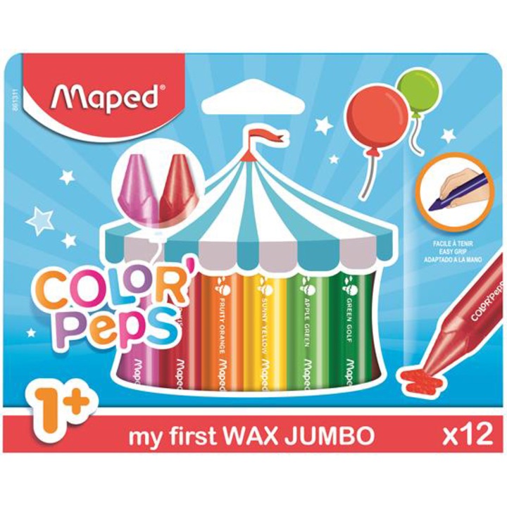 Set 12 creioane colorate, Maped, Multicolor