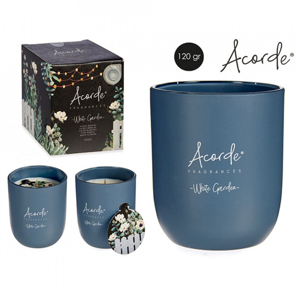 Lumanare parfumata 120Gr cu design de flori albe, Acorde