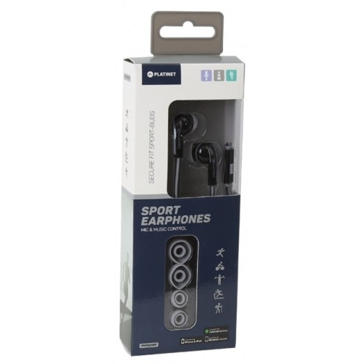 Casti intraauriculare Platinet PM1031 cu microfon, gri