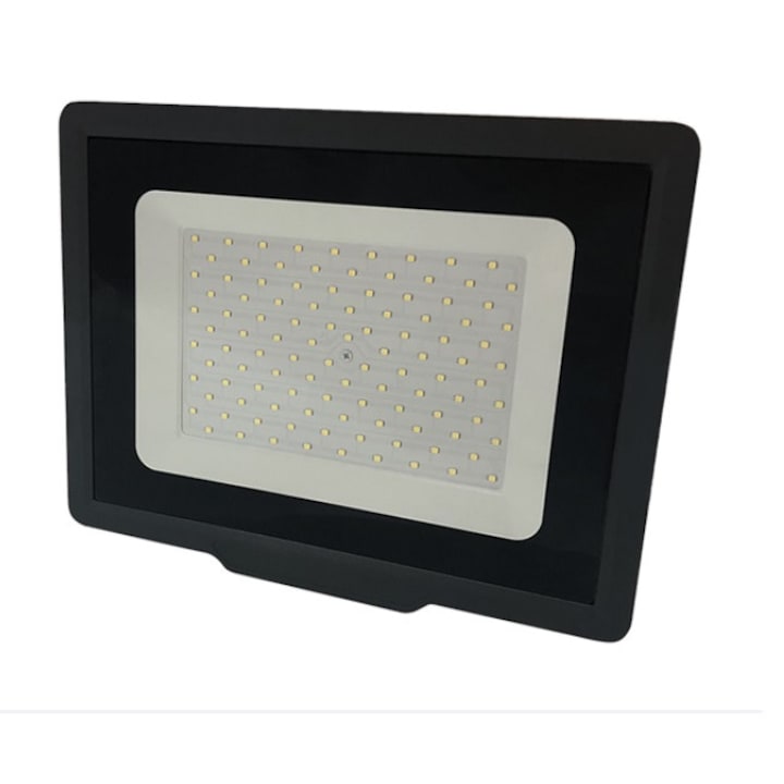 LED SMD 100W reflektor 2700K meleg fehér szín, 8000lm, fekete ház, IP65