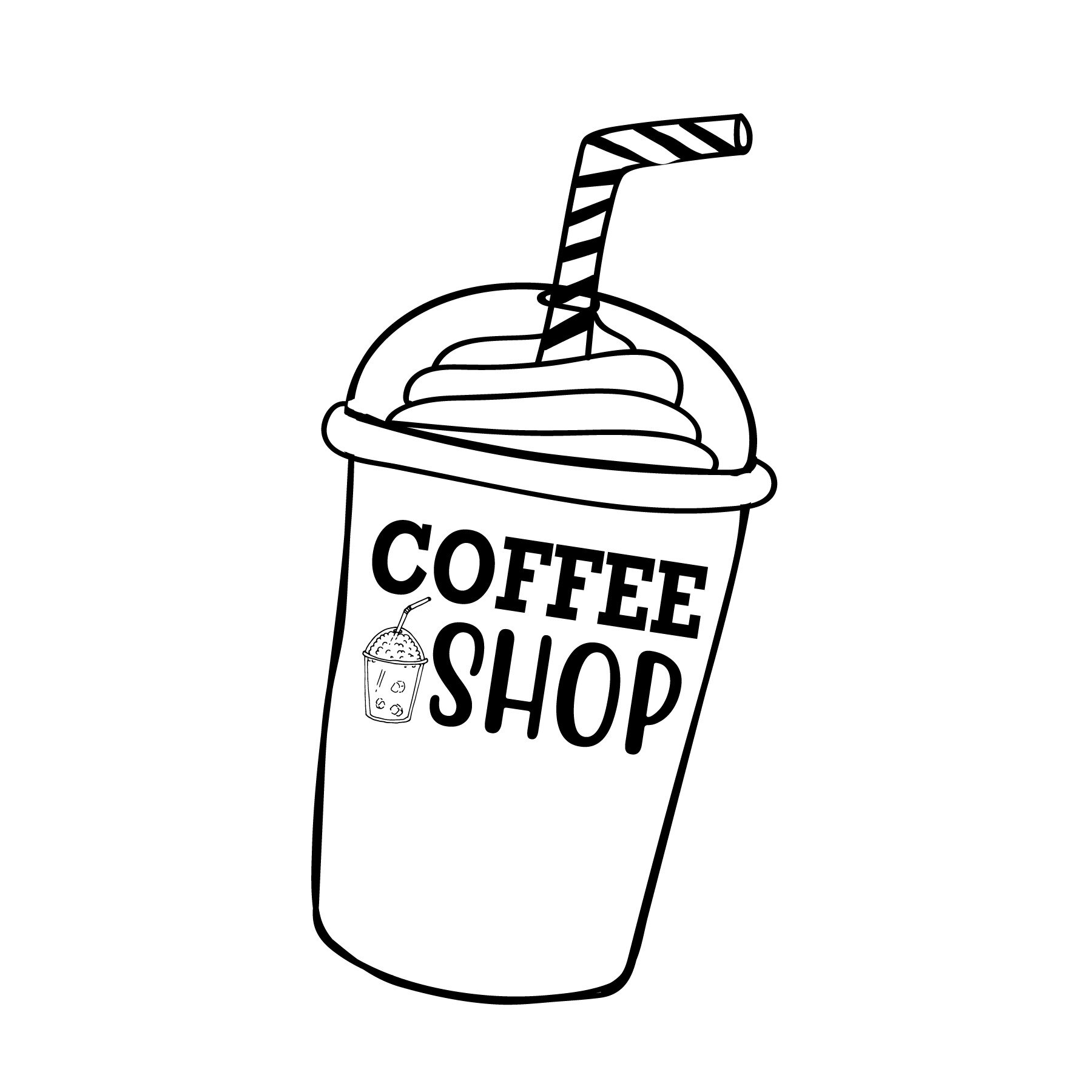 Sticker decorativ perete / geam, Coffee shop cup, 25x33 cm