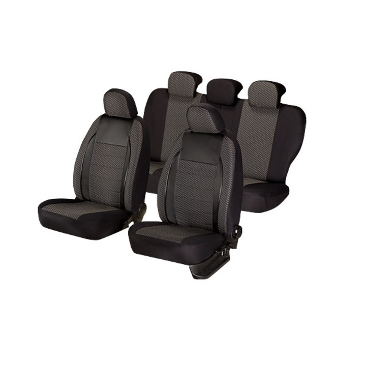 Елегантен черен комплект калъфи за столове, 9 бр