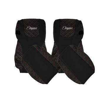 Set huse scaun DAF XF105 Euro 6 negru-rosu productie 2013-2021 Set huse scaun DAF XF105 Euro 6 negru-rosu productie 2013-2021