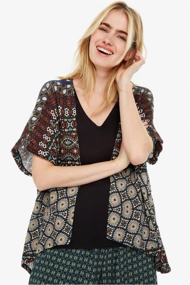 Cardigan Desigual cu tricou tip maieu atasat 19swskx4, Multicolor