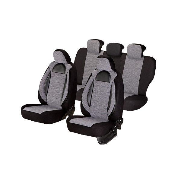 Set huse scaun racing gri-negru, 9 bucati