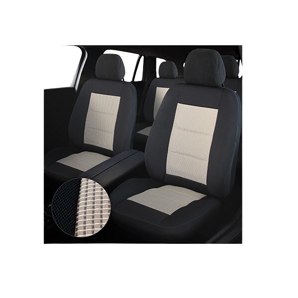 Set huse scaun premium lux - negru - bej, 9 bucati