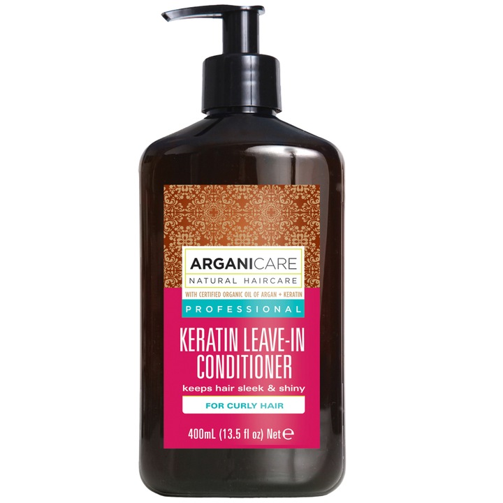 Балсам Arganicare, Без отмиване, С кератин, За къдрава коса, 400 мл